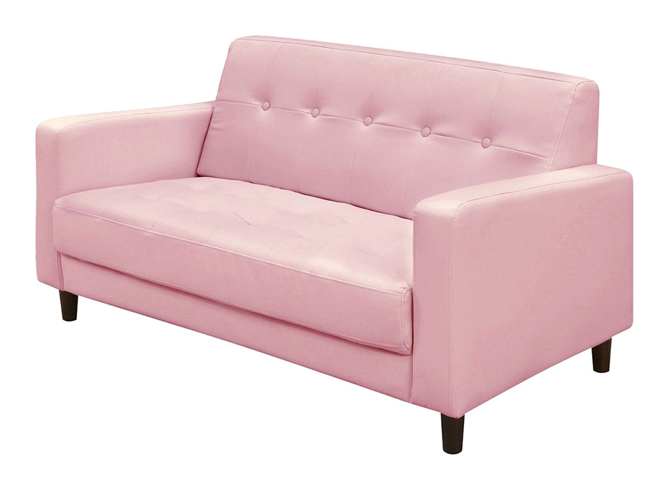 ピンクの２人掛けソファの画像