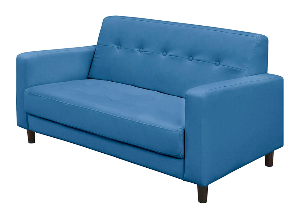 ブルー色の２人掛けソファの画像