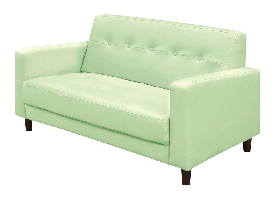 グリーン色の２人掛けソファの画像