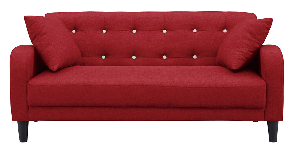2.5人掛けの赤色のソファ