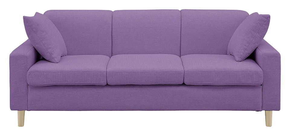 紫色の３人掛けソファ画像